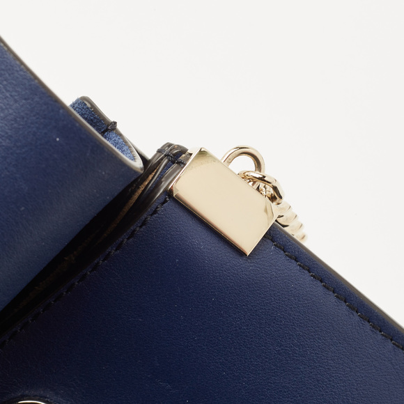 CHLOE Blue Leather and Suede Mini Faye Crossbody Bag - Picture 7 of 8